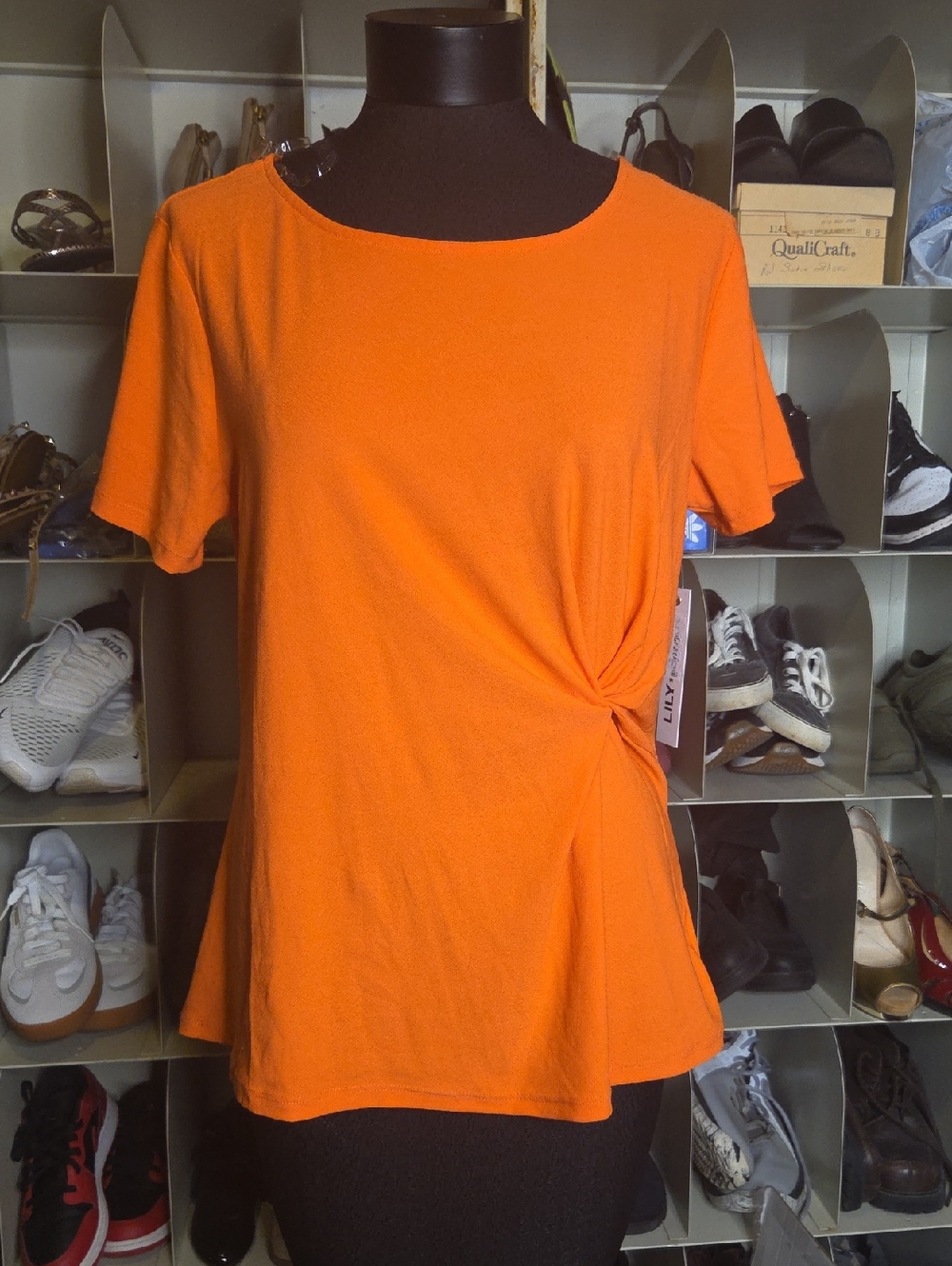 Lily Star Orange Side-Knot Short Sleeve Top